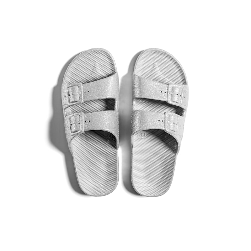 Silver bling slides best sale