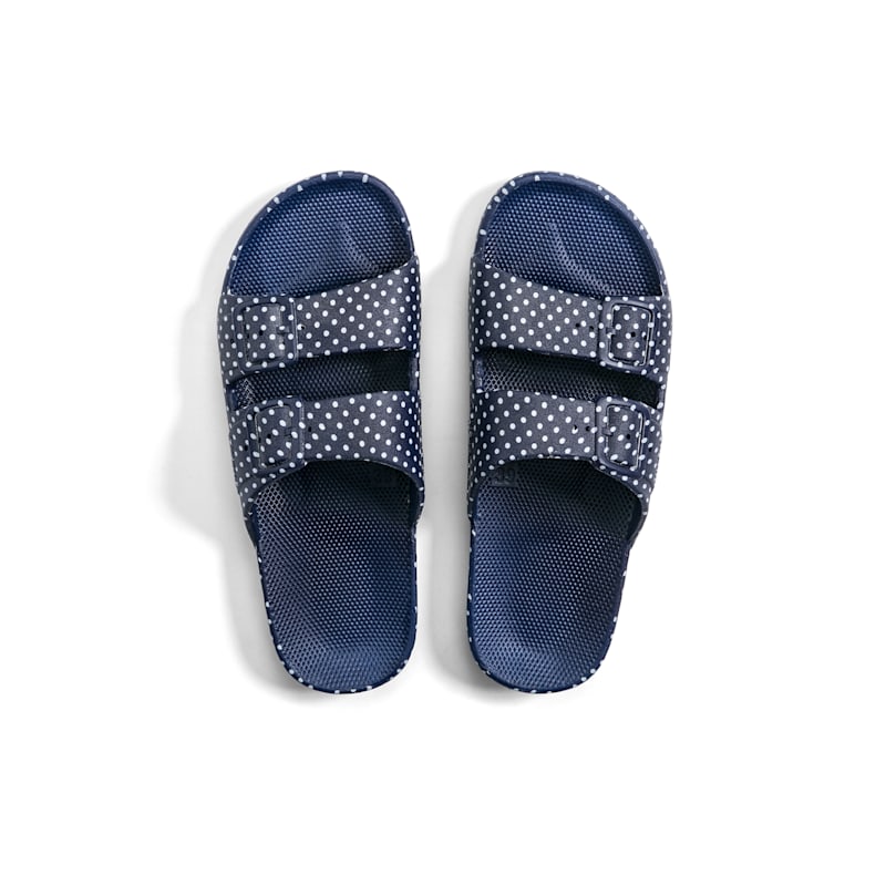 Buy shoes online DOTS WHITE NAVY Slides Shop at Freedom Moses
