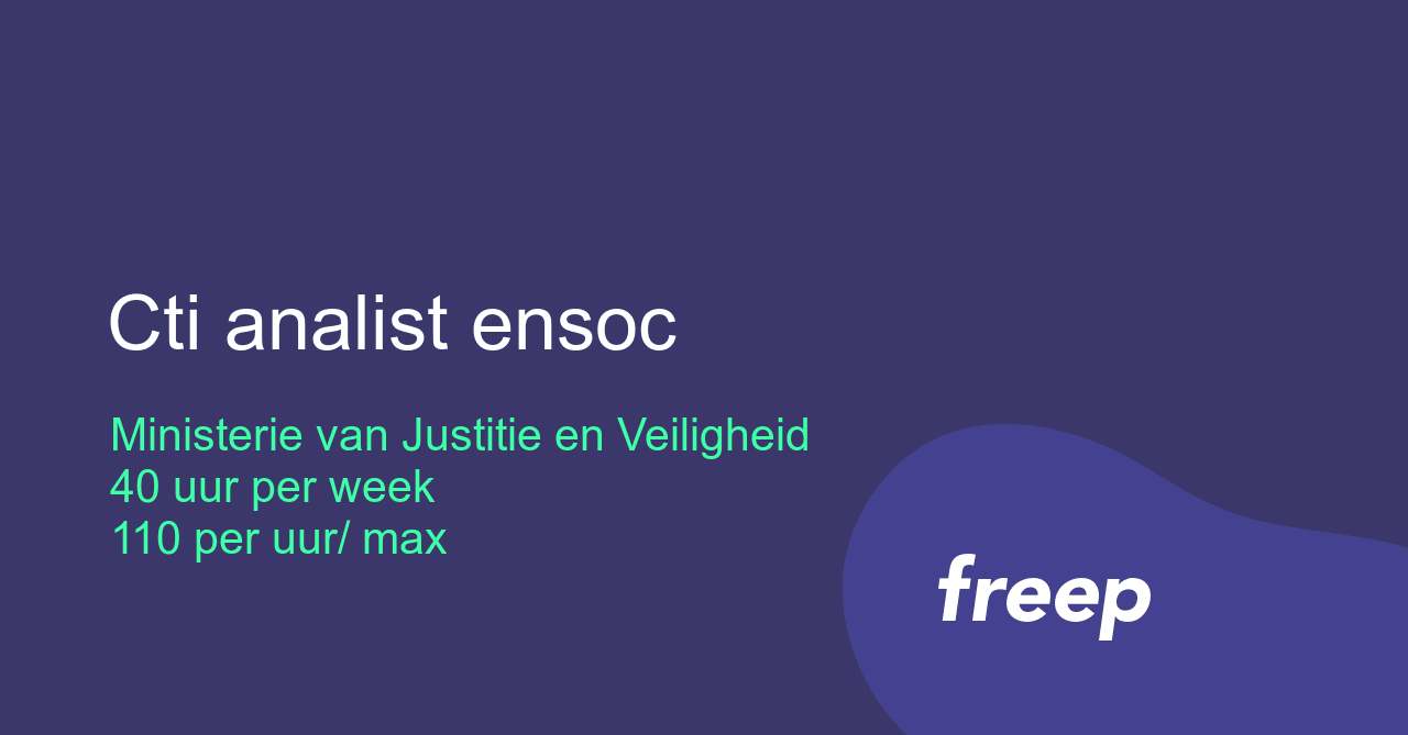 Cti analist ensoc bij Ministerie van Justitie en Veiligheid - ZZP ...
