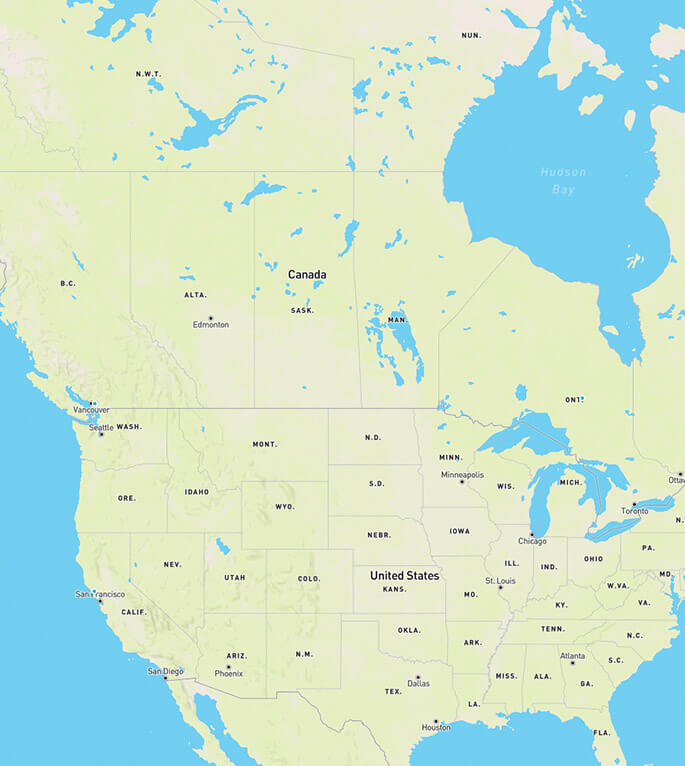 U.S. and Canada Map