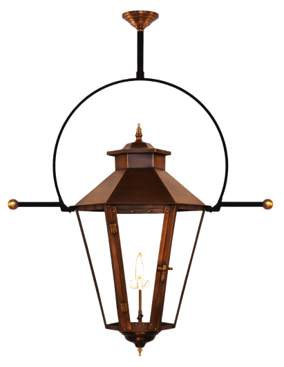 Tradd Street Yoke Mounted Hanging Copper Gas or Electric Lantern