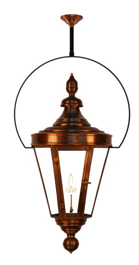 Tradd Street Yoke Mounted Hanging Copper Gas or Electric Lantern