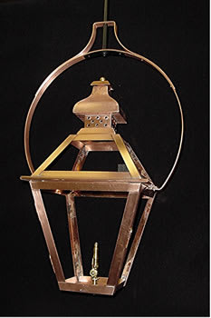 Charleston N Series Copper Gas or Electric Yoke Mounted Hanging Lantern