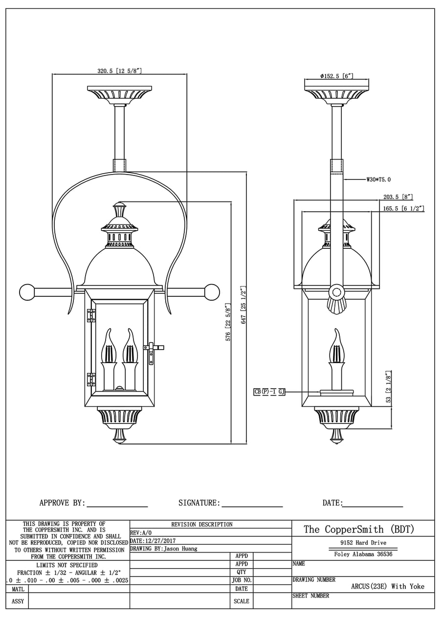 Arcus Yoke Mount Gas or Electric Lantern