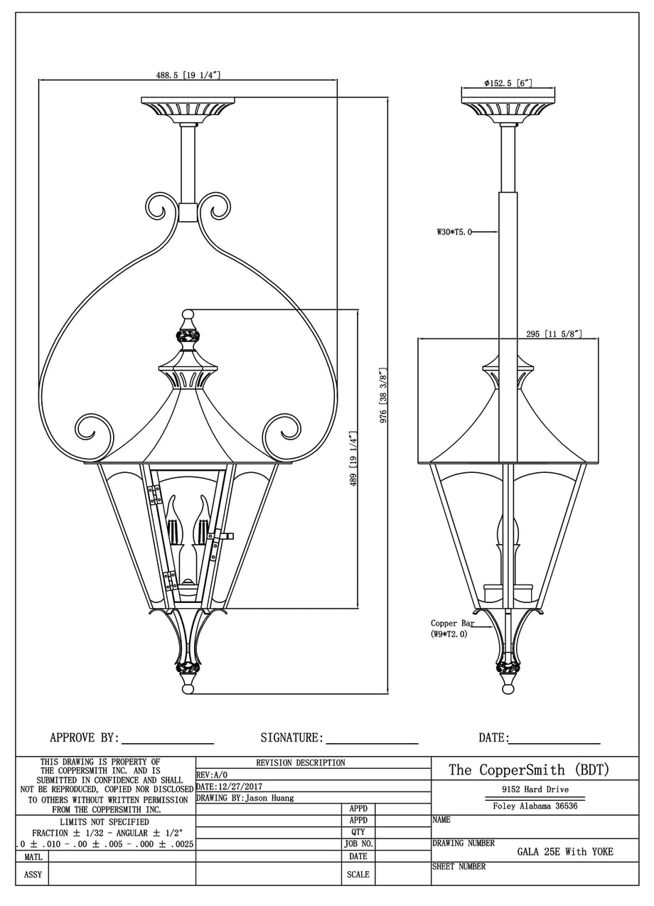 Arcus Yoke Mount Gas or Electric Lantern