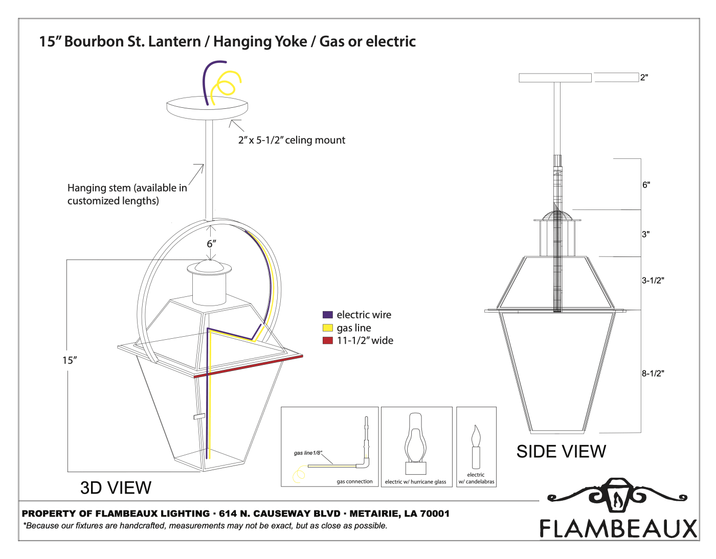 Flambeaux Jamestown Bracket Mount Gas/Electric Lantern