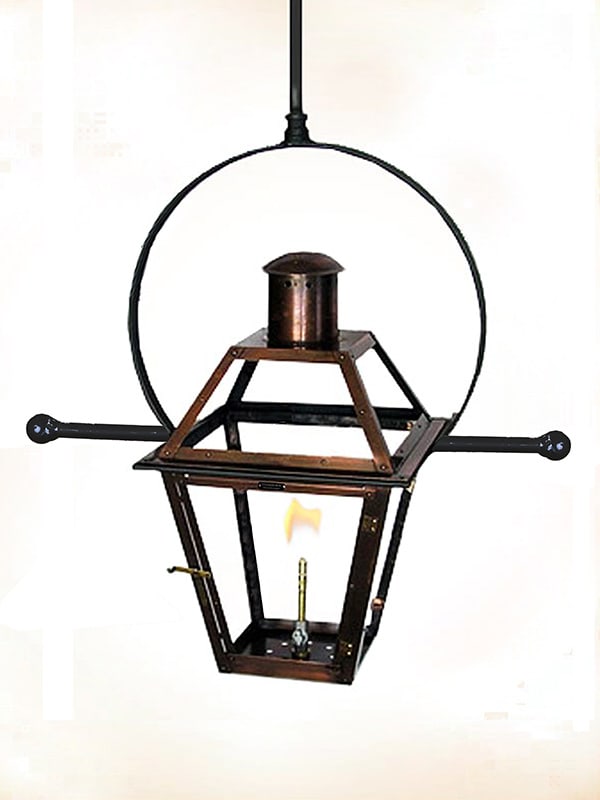 Tradd Street Yoke Mounted Hanging Copper Gas or Electric Lantern