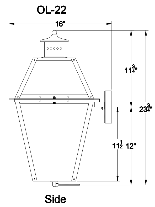 Acadian 22.5 tall wall mount electric by Primo