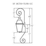 Georgetown Gas or Electric Copper Lantern on Wall Mount with Top and Bottom  Scrolls