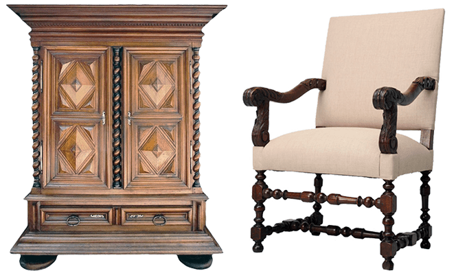 Louis XIII period furniture illustration