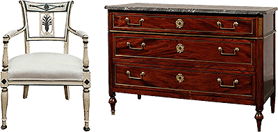 Directoire and Consulat period furniture illustration