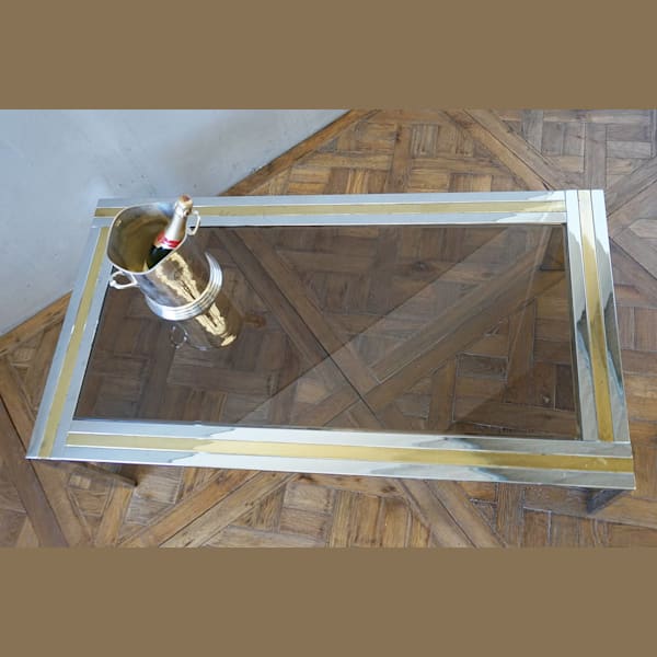 1970s Chrome & Brass Coffee Table