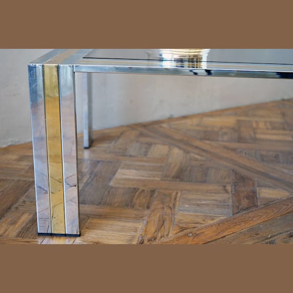 1970s Chrome & Brass Coffee Table