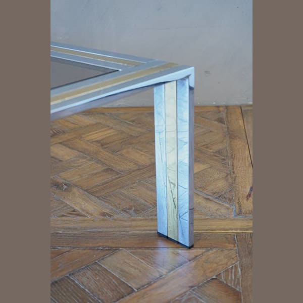 1970s Chrome & Brass Coffee Table