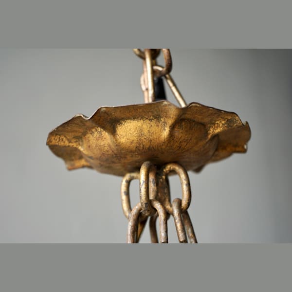 French Gilded Iron Chandelier