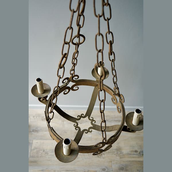 French Gilded Iron Chandelier