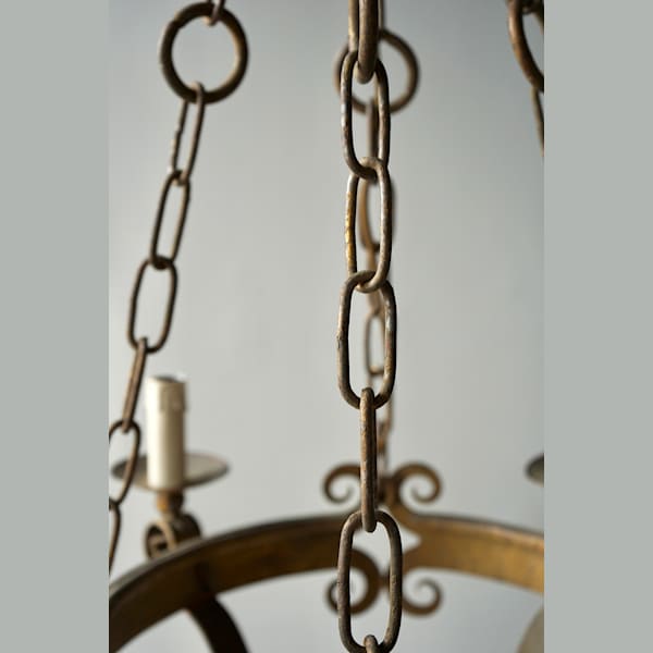 French Gilded Iron Chandelier