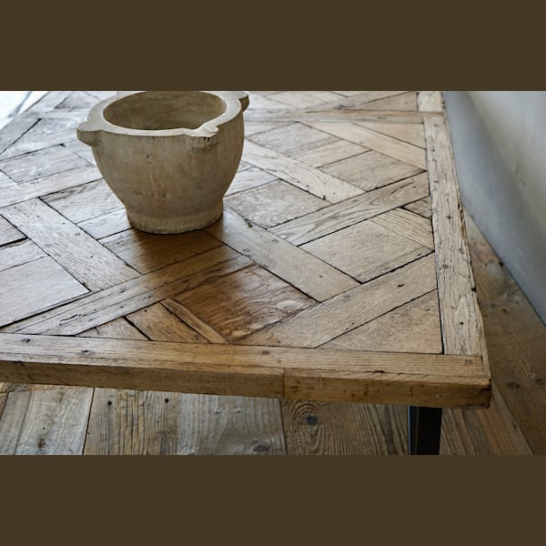 Antique Parquet & Iron Coffee Table