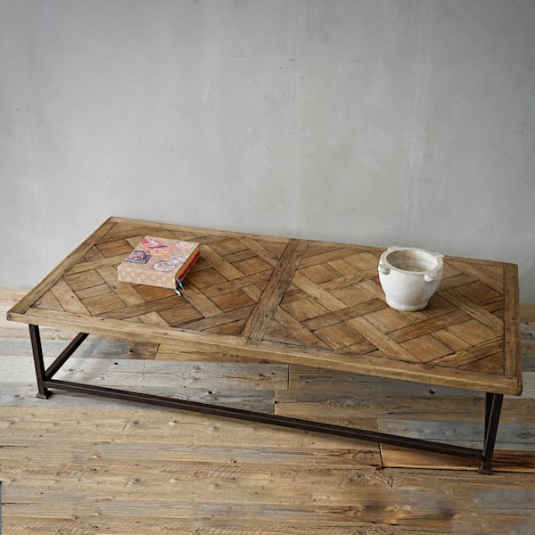 Antique Parquet & Iron Coffee Table