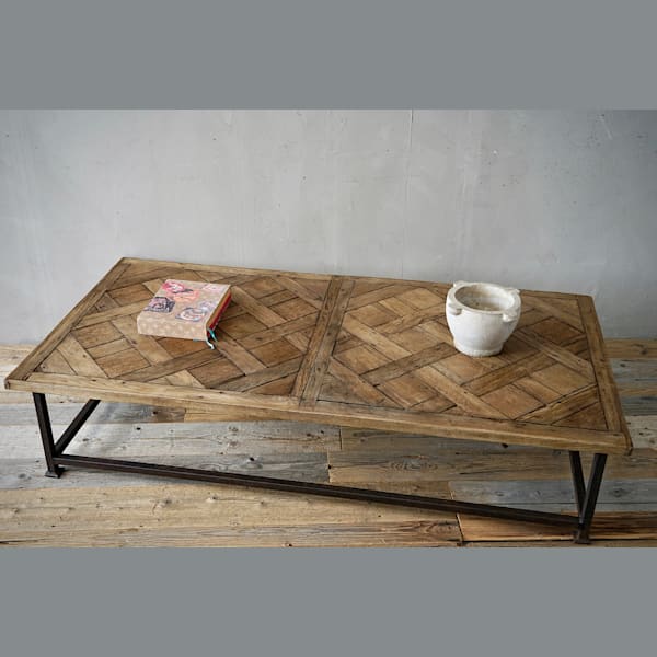 Antique Parquet & Iron Coffee Table