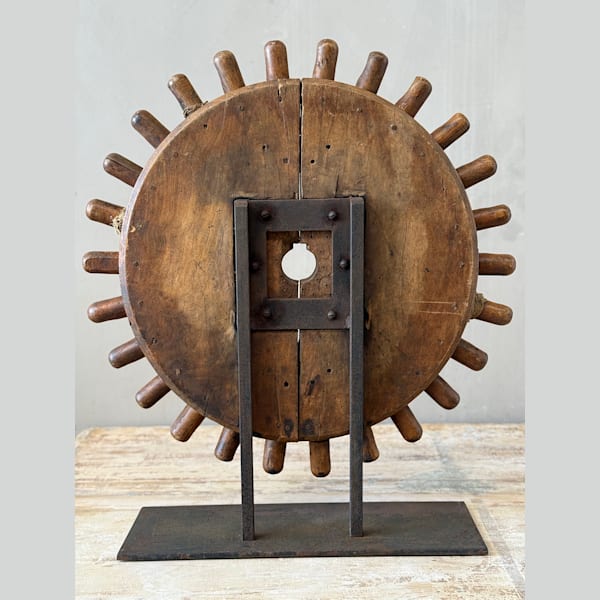 Large Mounted Wooden Cog