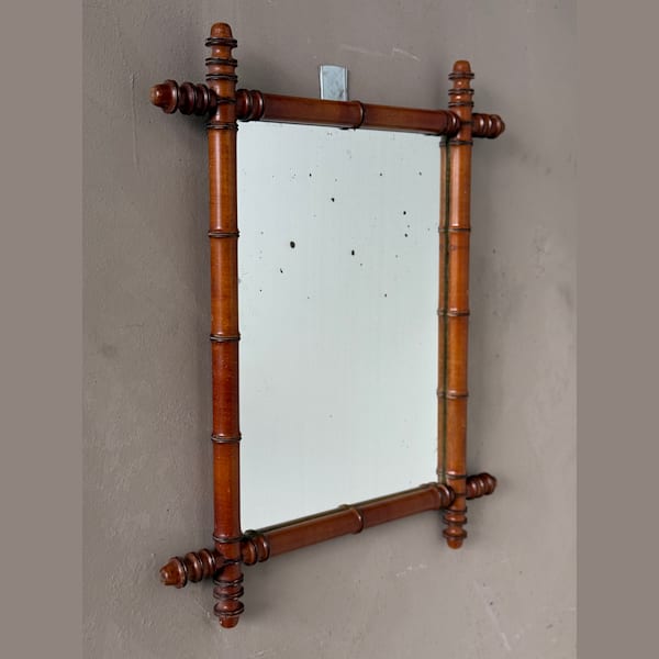 French Faux-Bamboo Mirror