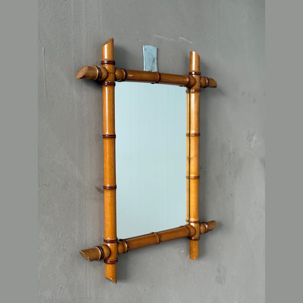 French Faux-Bamboo Mirror