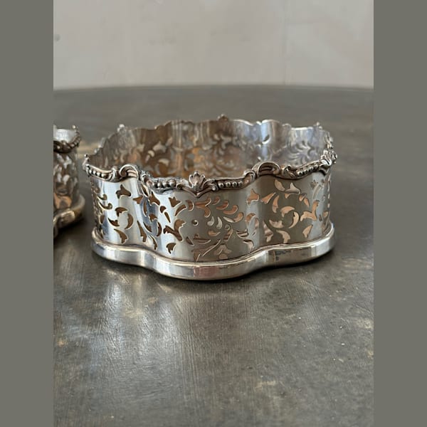 Pair of Silvered Wine Coasters