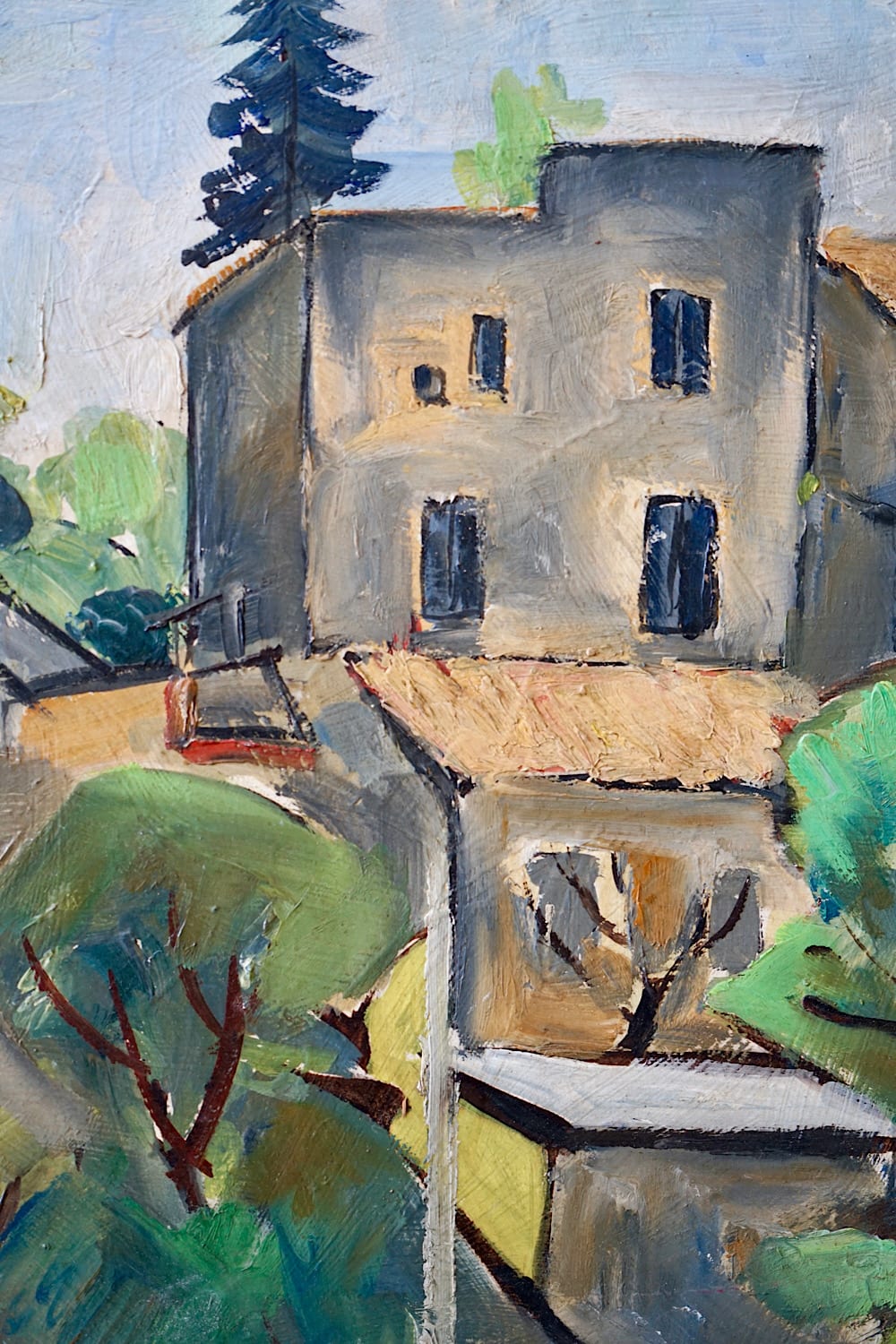 Oil Painting of a French Village Scene