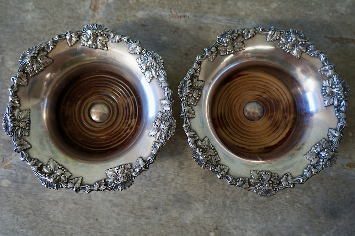 Pair of Silvered Wine Coasters