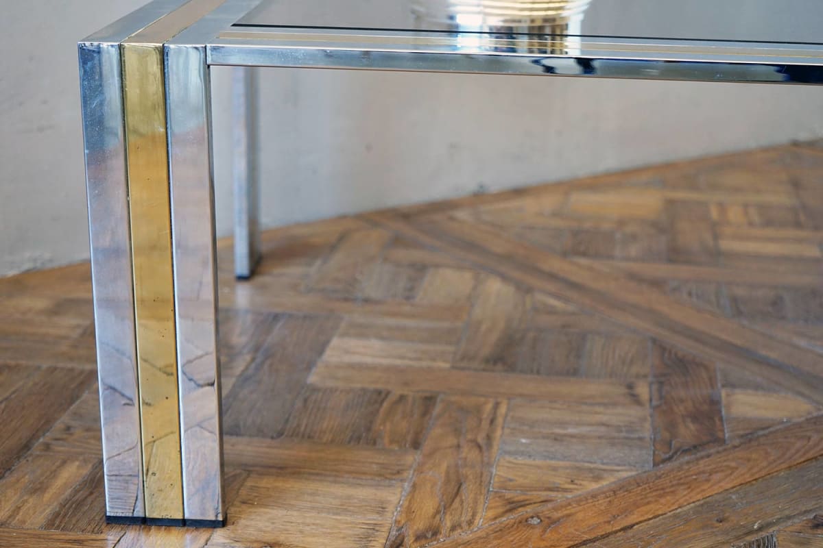 1970s Chrome & Brass Coffee Table
