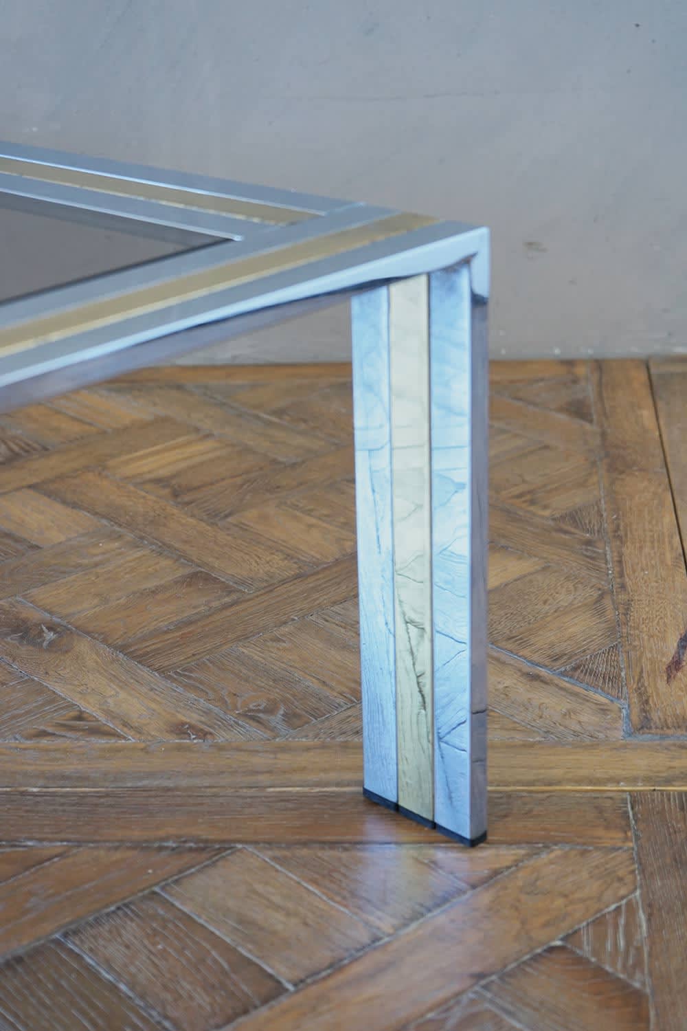 1970s Chrome & Brass Coffee Table