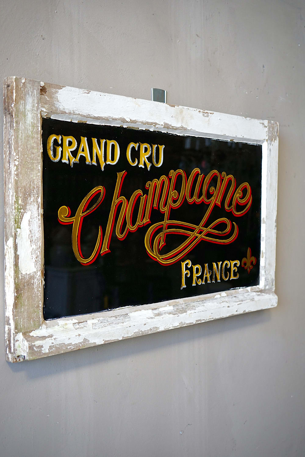 Painted Glass Champagne Sign