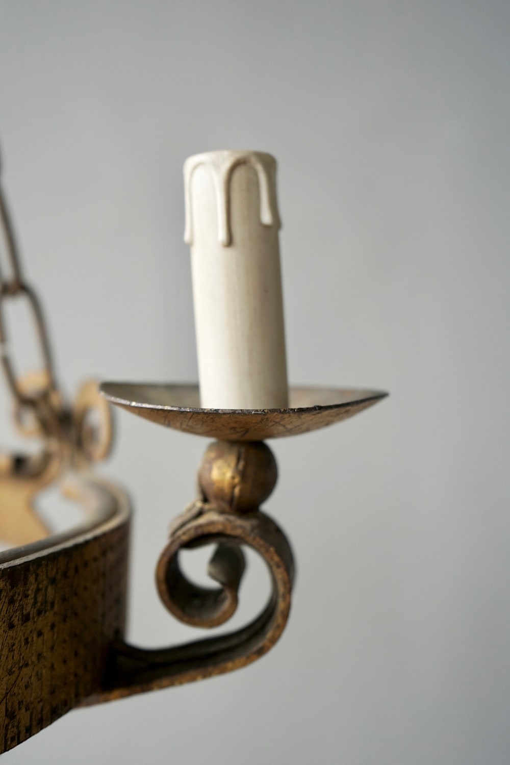 French Gilded Iron Chandelier