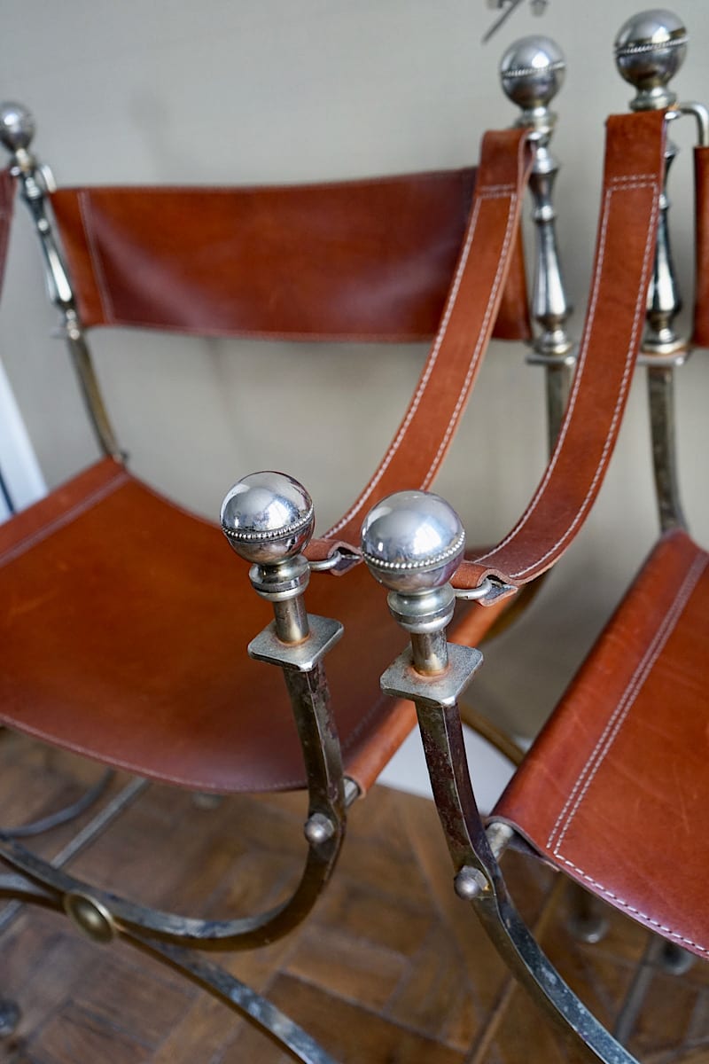 Iron & Leather Curule Chairs