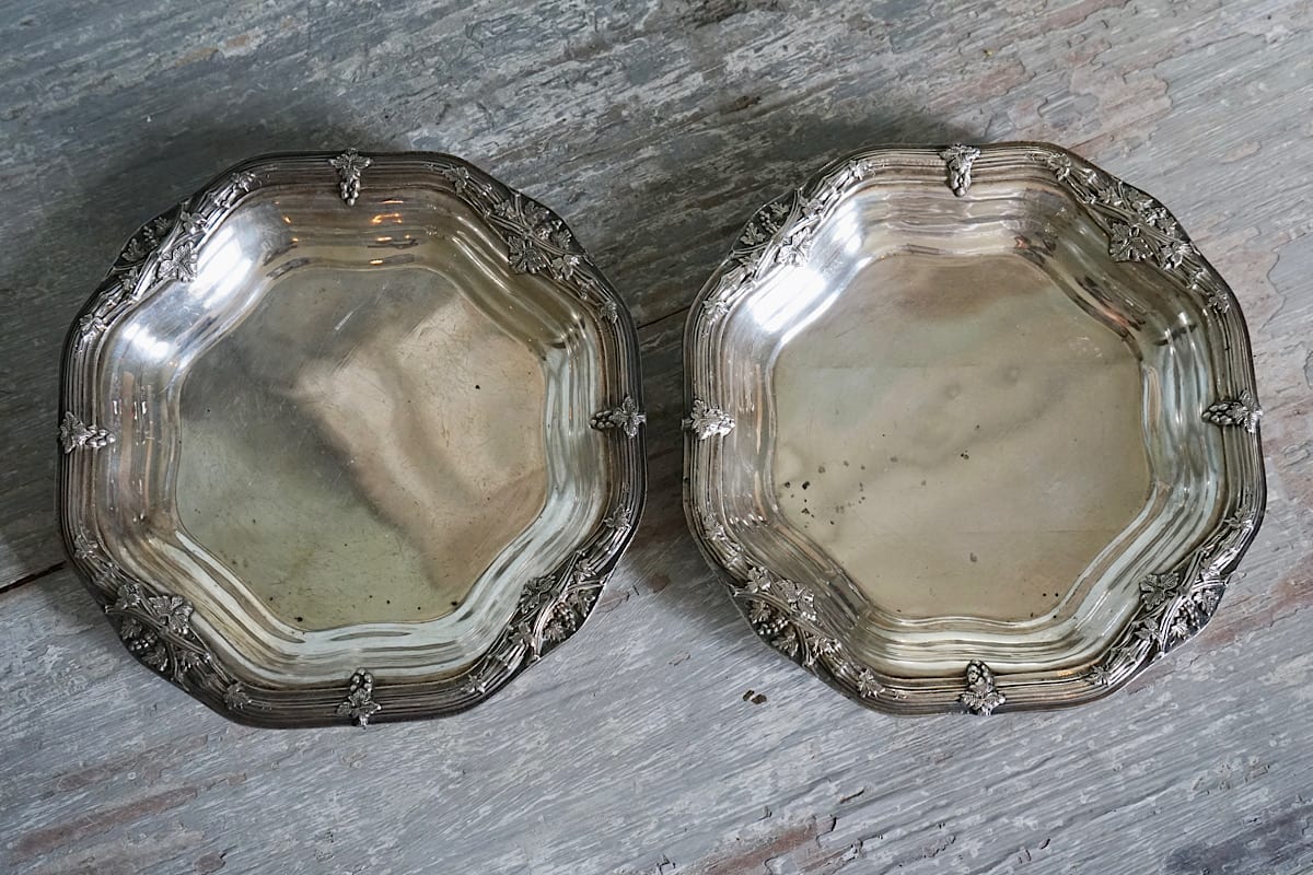 Pair of Silvered Wine Coasters
