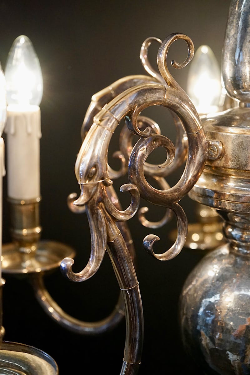 Antique French Silvered Chandelier