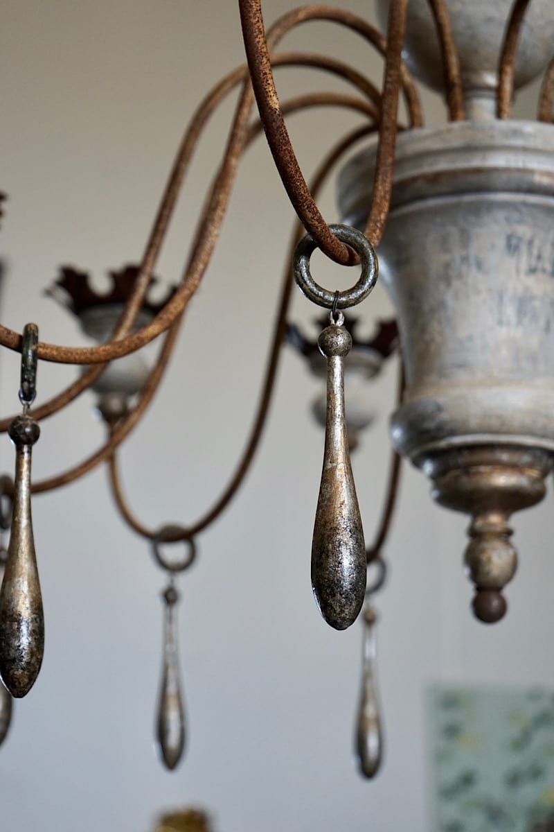 Italian Painted Wood & Iron Chandelier