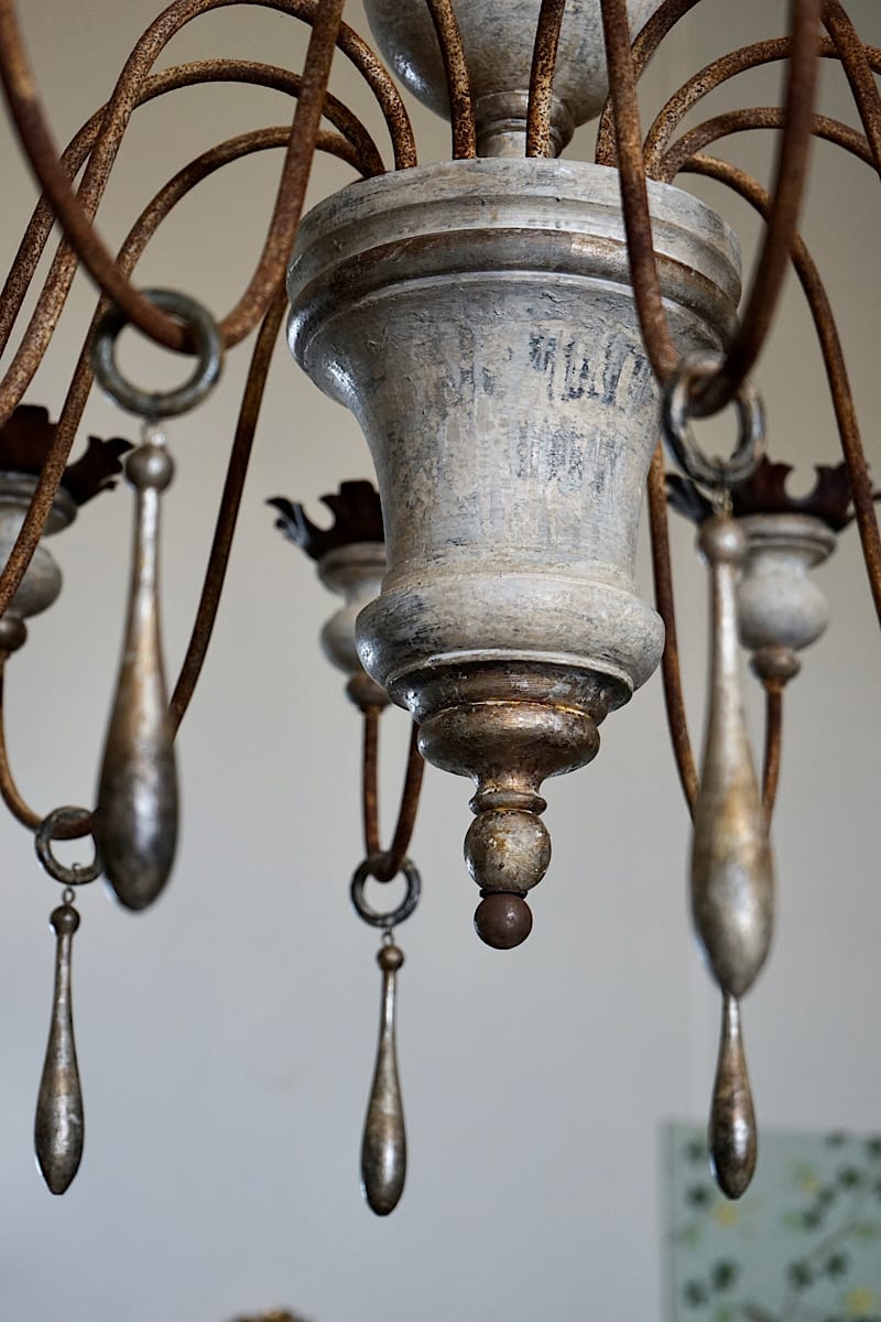 Italian Painted Wood & Iron Chandelier
