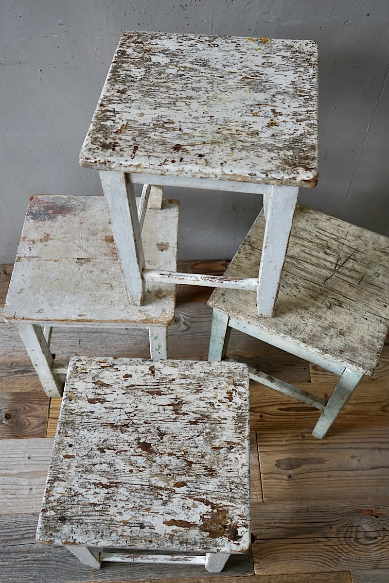 French Rustic Painted Stools