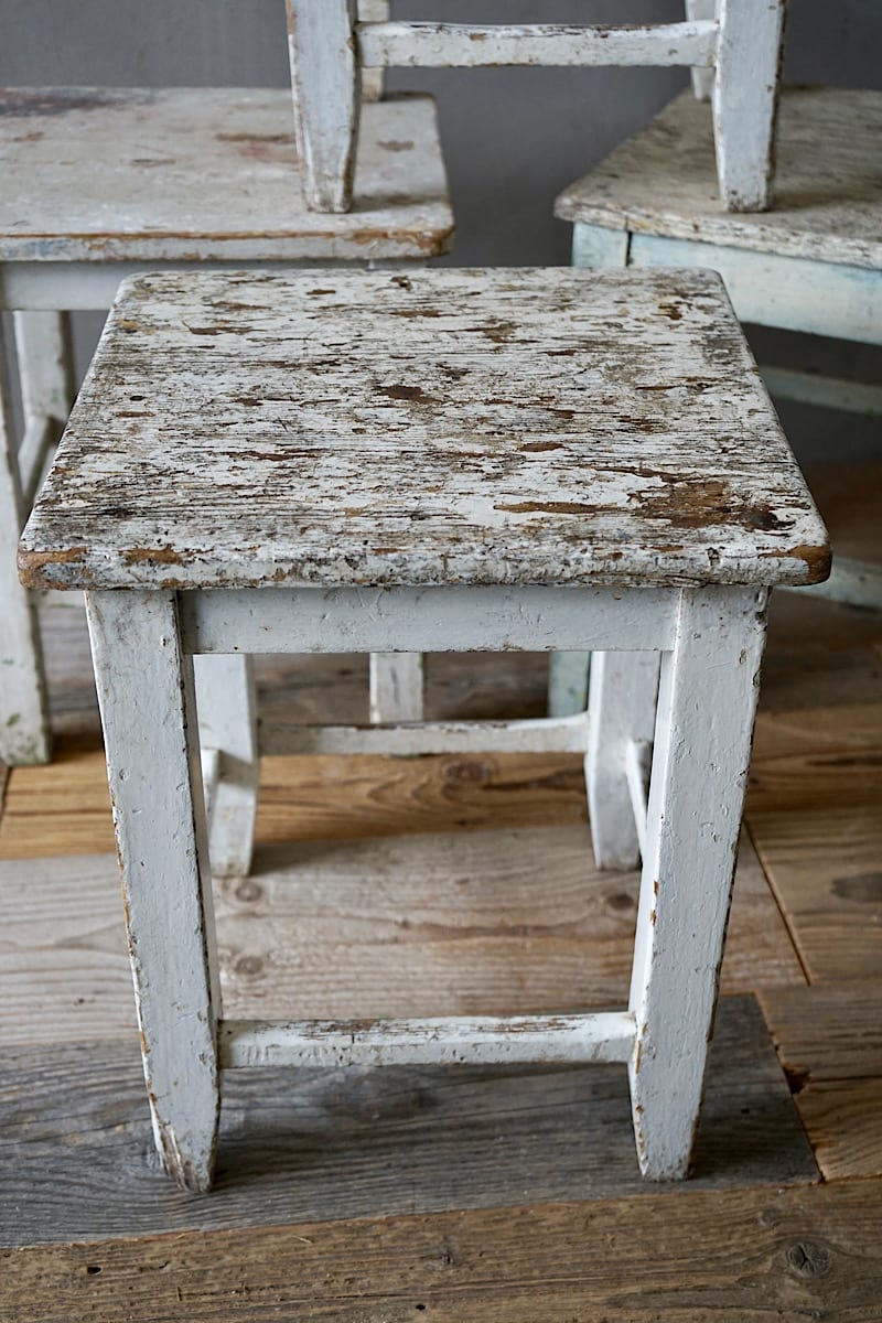 French Rustic Painted Stools