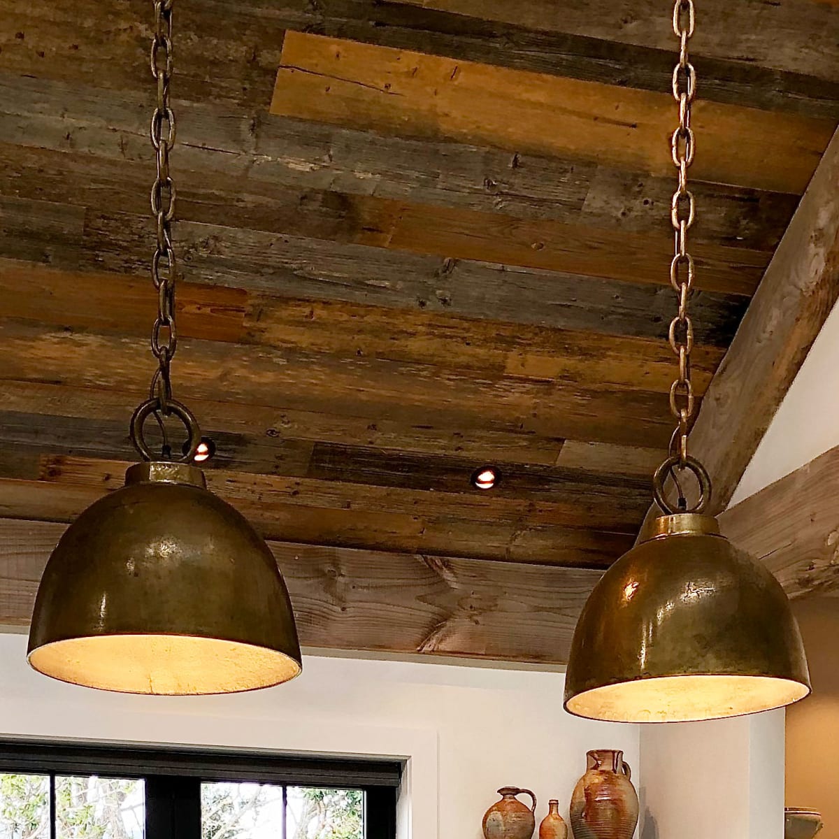 Industrial Brass Dome Pendant Lights