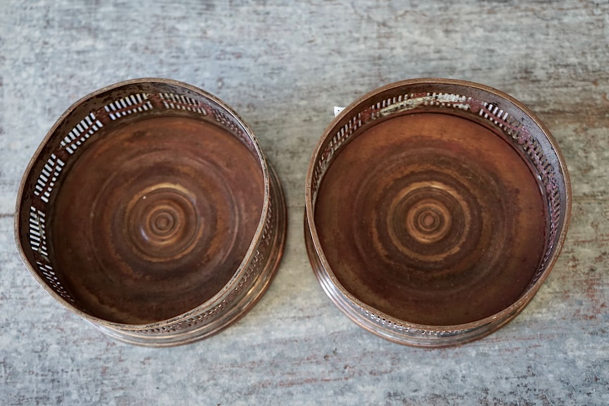 Pair of Silvered Wine Coasters