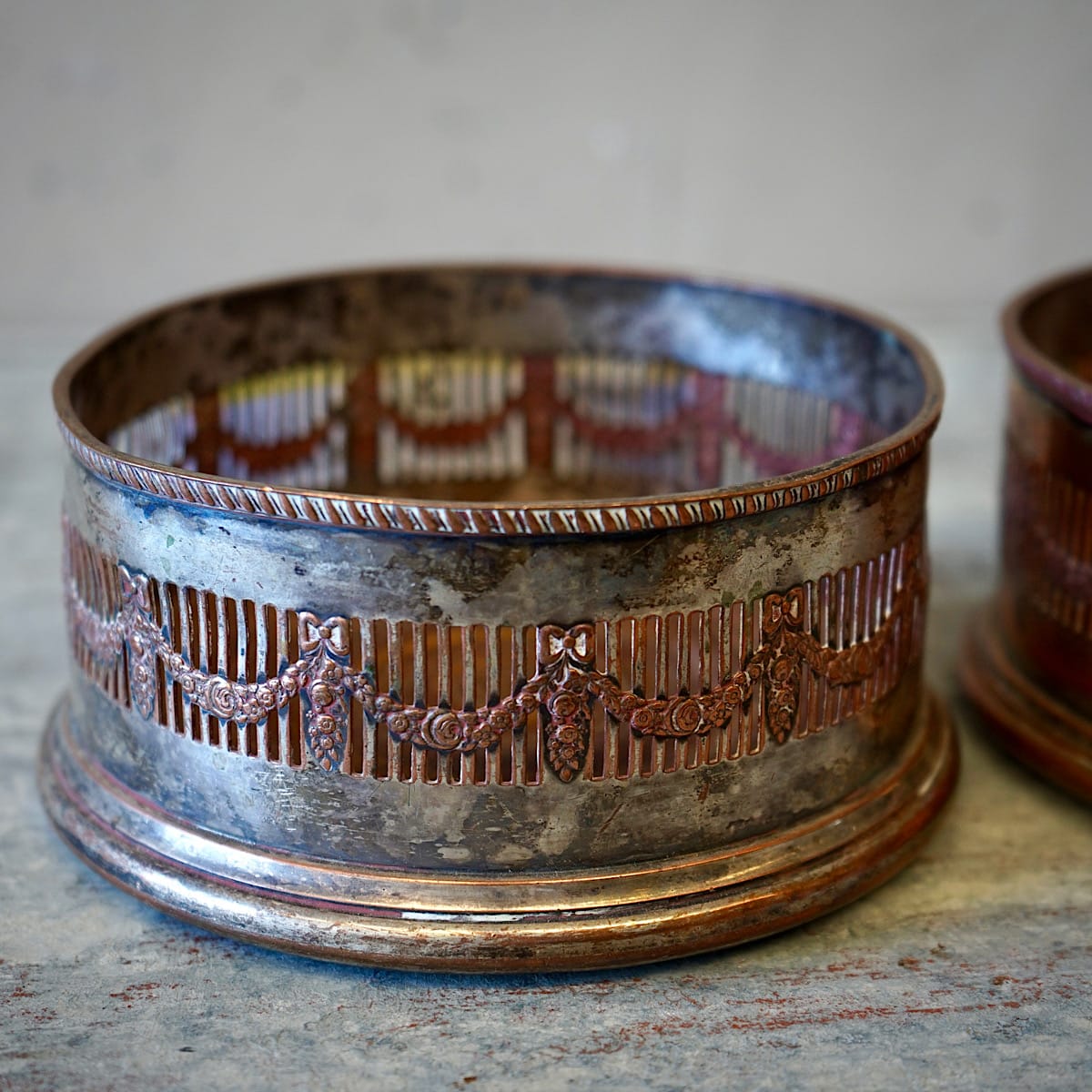 Pair of Silvered Wine Coasters