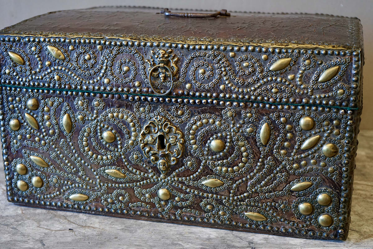 French 17th Century Leather Box
