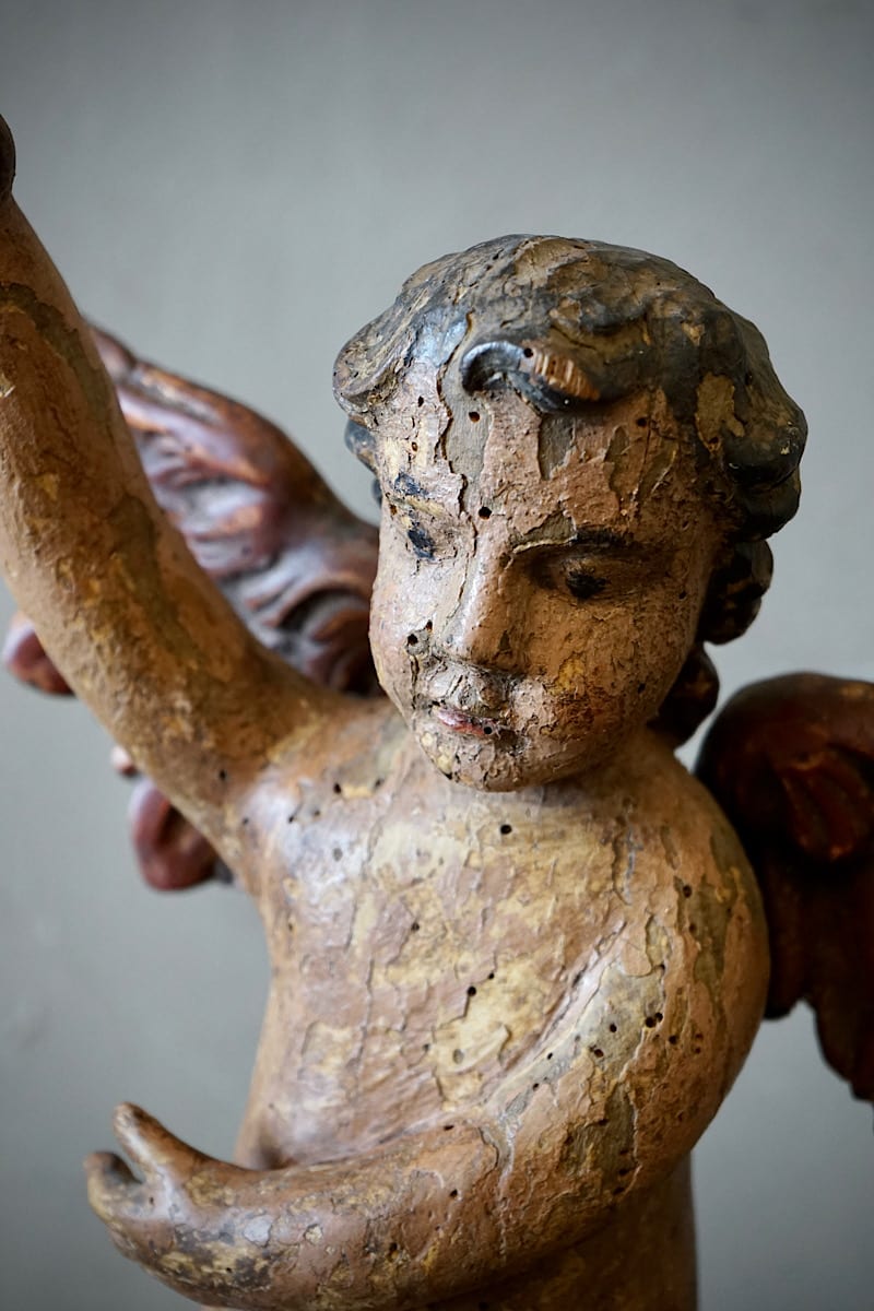Carved Putto Cherub Statue