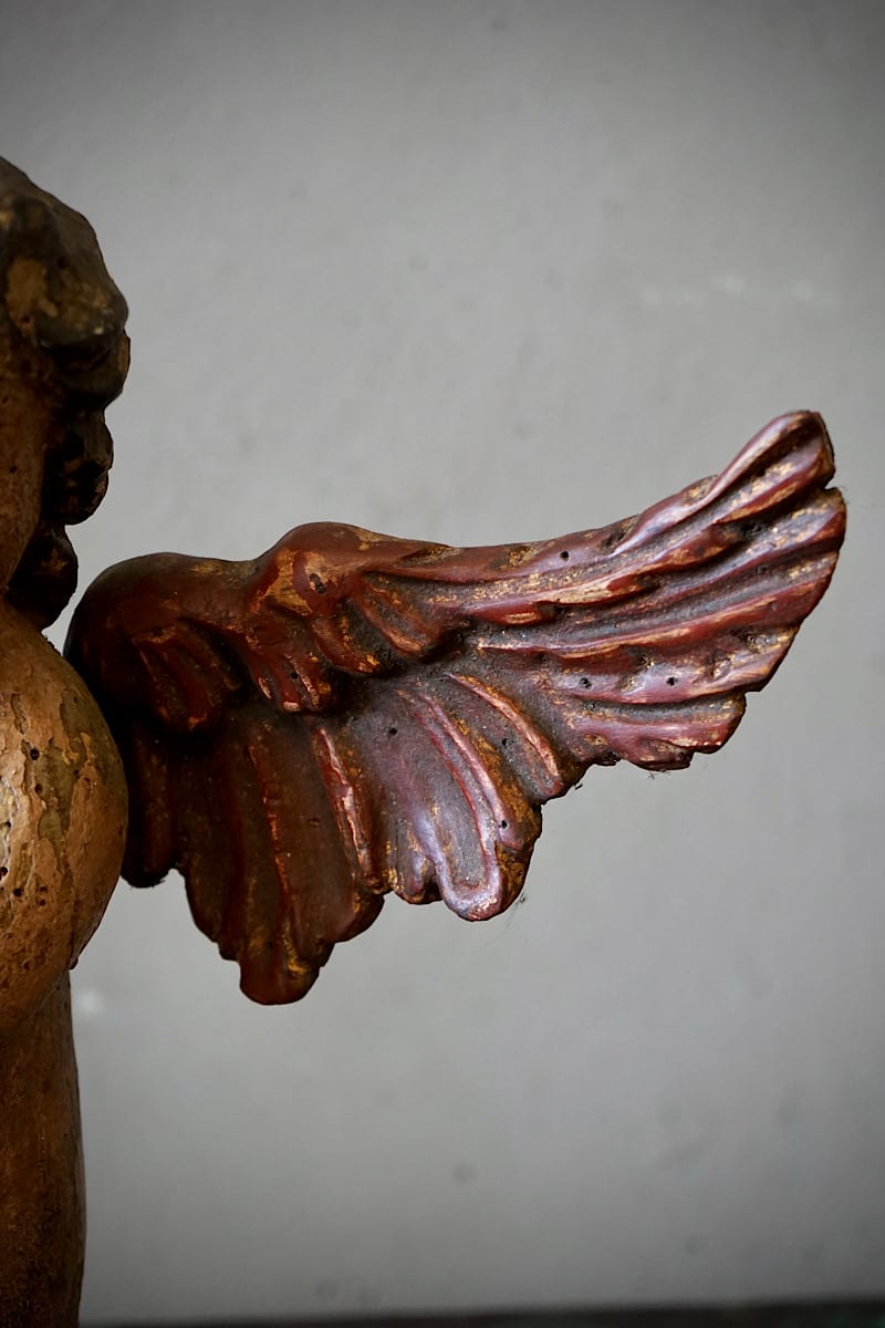 Carved Putto Cherub Statue