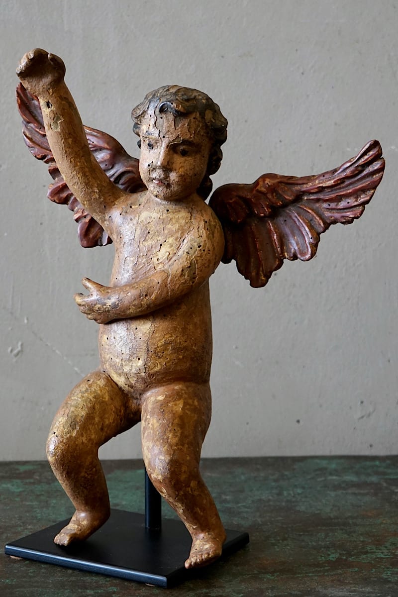 Carved Putto Cherub Statue