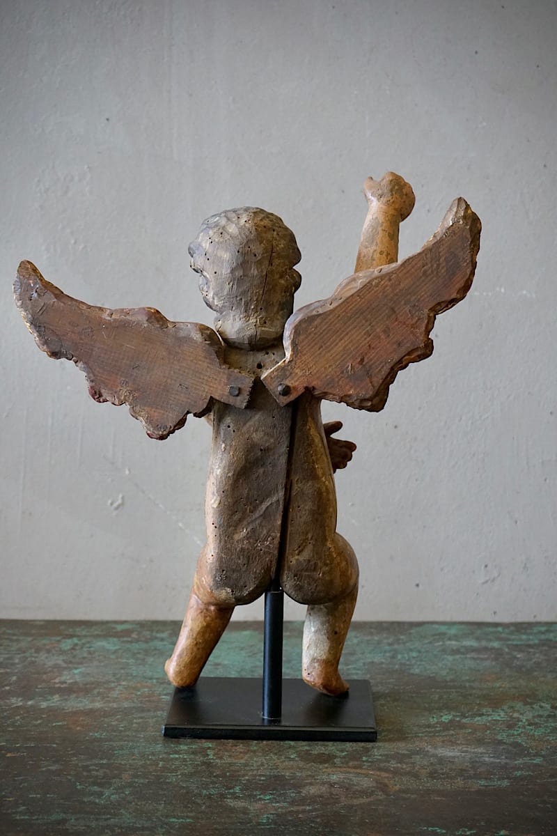 Carved Putto Cherub Statue