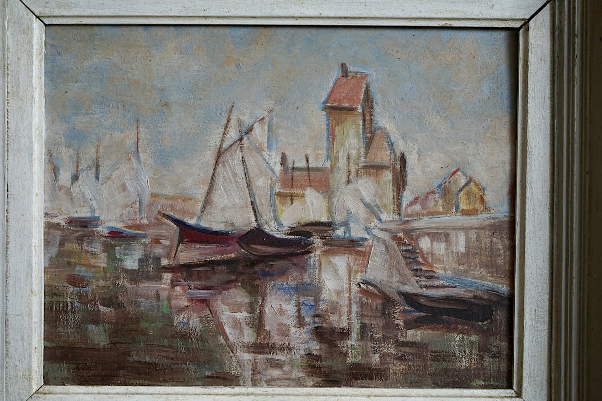 Oil Painting of a French Port Scene